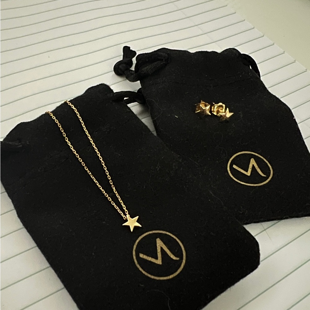 14k gold Star necklace with earrings set - Mejuri (discontinued)